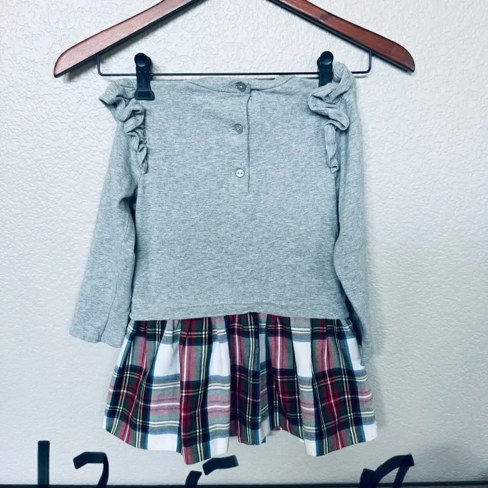 Bonnie Jean Girls Christmas Scottie Dog Plaid Skirt Holiday Dress 6